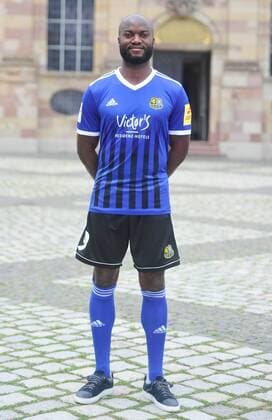 The team of 1 FC Saarbrücken on Thursday 12 07 2018 in front of the Ludwigskirche in Saarbrücken Pictured José Pierre Vunguidica 9