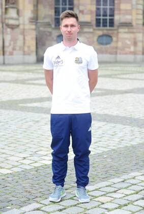 The team of 1 FC Saarbrücken on Thursday 12 07 2018 in front of the Ludwigskirche in Saarbrücken In the picture Christoph Fuhr athletic trainer