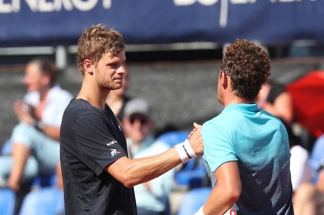 Yannick Hanfmann GER is happy about his victory over Roberto Carballes Baena ESP