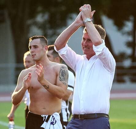 UEFA Europa League First Qualifying Round First Leg, Kadriorg Stadium, Tallinn, Estonia 12 7 2016 Levadia Tallinn vs Dundalk Dundalk Manager Stephen Kenny celebrates after the game Stephen Kenny celebrates after the game 12 7 2018  Copyright: x©INPHO EveliisxMeex IMG_1732