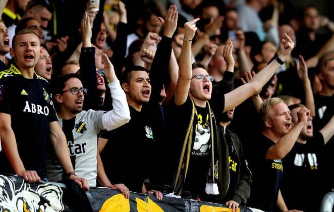 UEFA Europa League First Qualifying Round First Leg, Tallaght Stadium, Dublin 12 7 2016 Shamrock Rovers vs AIK AIK fans during the game AIK fans during the game 12 7 2018  Copyright: x©INPHO RyanxByrnex RB1_9238