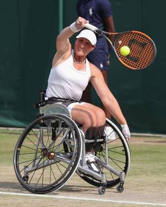 Sport Themen der Woche KW28 Sport Bilder des Tages Katharina Krueger, Rollstuhl Damen Einzel Tennis - Wimbledon 2018 - Grand Slam ITF ATP Tennis Herren WTA Tennis Damen - AELTC - London - - Great Britain - 12 July 2018. *** Katharina Krueger Wheelchair Women Single Tennis Wimbledon 2018 Grand Slam ITF ATP WTA AELTC London Great Britain 12 July 2018 Copyright: xJuergenxHasenkopfx