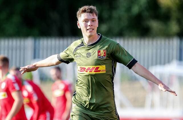 UEFA Europa League First Qualifying Round First Leg, Solitude, Belfast 12 7 2018 Cliftonville vs Nordsjaelland Nordsjaelland s Andreas Olsen celebrates scoring his sides first goal Andreas Olsen celebrates scoring his sides first goal 12 7 2018  Copyright: x©INPHO JonathanxPorterx 120718JP2football003
