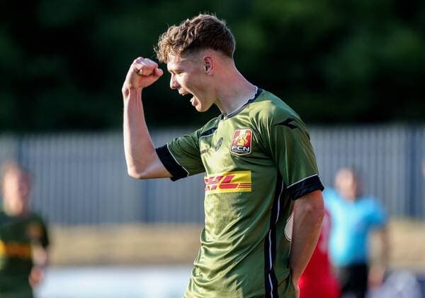 UEFA Europa League First Qualifying Round First Leg, Solitude, Belfast 12 7 2018 Cliftonville vs Nordsjaelland Nordsjaelland s Andreas Olsen celebrates scoring his sides first goal Andreas Olsen celebrates scoring his sides first goal 12 7 2018  Copyright: x©INPHO JonathanxPorterx 120718JP2football004