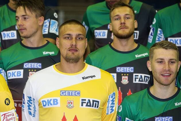 Goalkeeper Dario Quenstedt SC Magdeburg 1 BL Handball Bundesliga Season 2018 2019 Official Photoalbum Portrait Date 2018 2019 SC Magdeburg in the GETEC Arena in Magdeburg Germany Handball Mann Maenner 11 07 2018