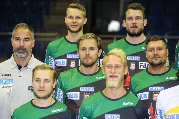 Albin Lagergren SC Magdeburg 1 BL Handball Bundesliga Season 2018 2019 official photo opportunity Portrait date 2018 2019 SC Magdeburg in the GETEC Arena in Magdeburg Germany Handball man men 11 11 2018