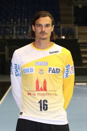 Goalkeeper Jannick Green Krejberg SC Magdeburg 1 BL Handball Bundesliga Season 2018 2019 official photo opportunity Portrait date 2018 2019 SC Magdeburg in the GETEC Arena in Magdeburg Portrait Germany Handball Mann Manner 11 07 2018