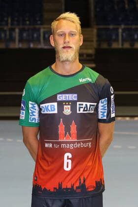 Matthias Musche SC Magdeburg 1 BL Handball Bundesliga Season 2018 2019 official photo shoot Portrait date 2018 2019 SC Magdeburg at the GETEC Arena in Magdeburg Portrait Germany Handball Mann Maenner 11 07 2018