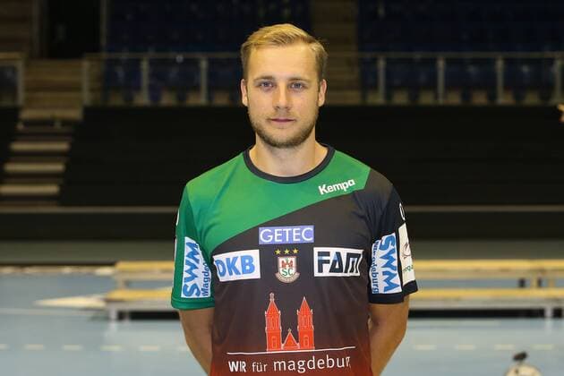Daniel Pettersson SC Magdeburg 1 BL Handball Bundesliga season 2018 2019 official photo shoot Portrait date 2018 2019 SC Magdeburg in the GETEC Arena in Magdeburg Portrait Germany Handball Mann Manner 11 07 2018