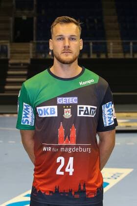 Christian O Sullivan SC Magdeburg 1 BL Handball Bundesliga Season 2018 2019 Official photo date Portrait date 2018 2019 SC Magdeburg at the GETEC Arena in Magdeburg Portrait Germany Handball Mann Maenner 11 07 2018