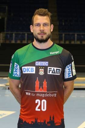 Mads Christiansen SC Magdeburg 1 BL Handball Bundesliga Season 2018 2019 Official Photo Date Portrait Date 2018 2019 SC Magdeburg in the GETEC Arena in Magdeburg Portrait Germany Handball Mann Maenner 11 07 2018