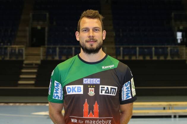 Mads Christiansen SC Magdeburg 1 BL Handball Bundesliga Season 2018 2019 Official Photo Date Portrait Date 2018 2019 SC Magdeburg in the GETEC Arena in Magdeburg Portrait Germany Handball Mann Maenner 11 07 2018