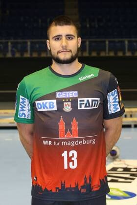 Handball Bundesliga Season 2018 2019 official photo-op Portrait date 2018 2019 SC Magdeburg at the GETEC Arena in Magdeburg Portrait Germany Handball Mann Maenner 11 07 2018