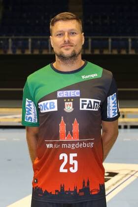Marko Bezjak SC Magdeburg 1 BL Handball Bundesliga Season 2018 2019 official photo opportunity Portrait date 2018 2019 SC Magdeburg in the GETEC Arena in Magdeburg Portrait Germany Handball Mann Manner 11 07 2018