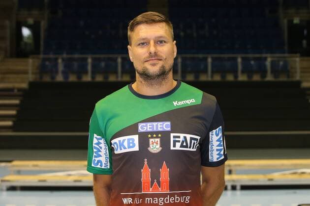 Marko Bezjak SC Magdeburg 1 BL Handball Bundesliga Season 2018 2019 official photo opportunity Portrait date 2018 2019 SC Magdeburg in the GETEC Arena in Magdeburg Portrait Germany Handball Mann Manner 11 07 2018