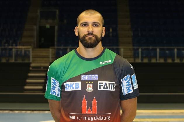 Zeljko Musa SC Magdeburg 1 BL Handball Bundesliga season 2018 2019 official photo shoot Portrait date 2018 2019 SC Magdeburg at the GETEC Arena in Magdeburg Portrait Germany Handball Mann Manner 11 07 2018