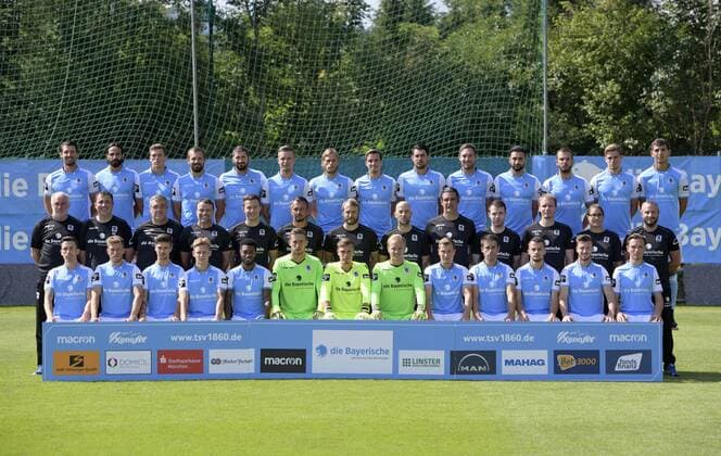 13 07 2018 Soccer 3 Bundesliga 2018 2019 TSV 1860 Munich Portrait of 2018 2019 Team photo Back row v left Jan Mauersberger 1860 Munich Adriano Grimaldi 1860 Munich Herbert Paul TSV 1860 Munich Felix Weber TSV 1860 Munich Sascha Mölders TSV 1860 Munich Daniel Wein 1860 Munich Kristian Böhnlein TSV 1860 Munich Nico Karger TSV 1860 Munich Aaron Berzel 1860 Munich Markus Ziereis 1860 Munich Efkan Bekiroglu TSV 1860 Munich Simon Seferings TSV 1860 Munich Simon Lorenz 1860 Munich Semi Belkahia TSV 1860 Munich Mittlere Reihe v li Kit Manager Norbert Stegmann TSV 1860 Munich Coordinator Media Rainer Kmeth TSV 1860 Munich Bus driver Georg Ostermaier TSV 1860 Munich Fitness coach Ingo Seibert TSV 1860 Munich Co Coach Franz Hübl TSV 1860 München Co Coach Oliver Beer TSV 1860 Munich Coach Daniel Bierofka TSV 1860 Munich Sporting director Günther Gorenzel TSV 1860 Goalkeeping coach Harald Huber TSV 1860 Munich Team manager Fatih Aslan TSV 18 60 Munich Physiotherapist Tobias Adams TSV 1860 Munich Team doctor Dr Monika Mrosek TSV 1860 Munich Physiotherapist Nick Wurian TSV 1860 Munich Front row from left Phillipp Steinhart TSV 1860 Munich Marius Willsch TSV 1860 Munich Nicholas Helmbrecht TSV 1860 Munich Benjamin Kindsvater TSV 1860 Munich Kodjovi Koussou TSV 1860 Munich Goalkeeper Marco Hiller TSV 1860 Munich Goalkeeper Johann Hipper TSV 1860 Munich Goalkeeper Hendrik Bonmann TSV 1860 Munich Alessandrio Abruscia TSV 1860 Munich Stefan Lex TSV 1860 Munich Eric Weeger TSV 1860 Munich Quirin Moll TSV 1860 Munich Christian Köppel TSV 1860 Munich