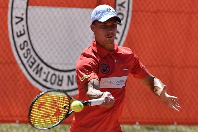 GER 1 Tennis Point Bundesliga Men Cologne THC Stadium Rot Weiss vs Badwerk Gladbacher HTC 13 07 2018 Cologne THC Stadium Red White GER 1 TP BL Cologne THC Stadium Rot Weiss vs Badwerk Gladbacher HTC in the picture Fucsovics Marton HUN at the forehand shot nph Mauelshagen nph00321
