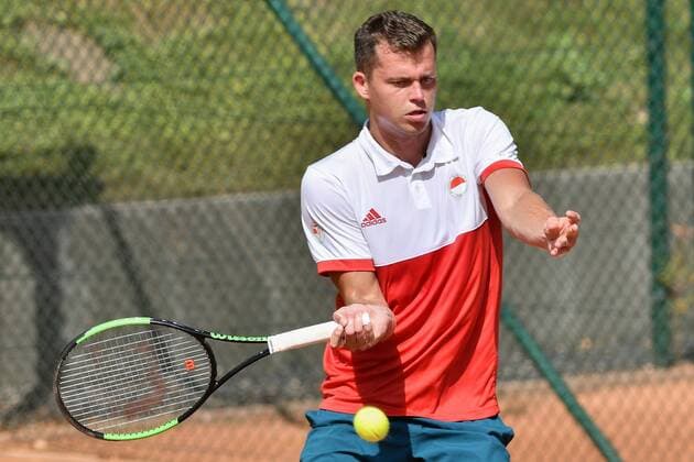 GER 1 Tennis Point Bundesliga Men Cologne THC Stadium Rot Weiss vs Badwerk Gladbacher HTC 13 07 2018 Cologne THC Stadium Red White GER 1 TP BL Cologne THC Stadium Rot Weiss vs Badwerk Gladbacher HTC Pictured Pavlasek Adam CZE at the forehand shot nph Mauelshagen nph00321