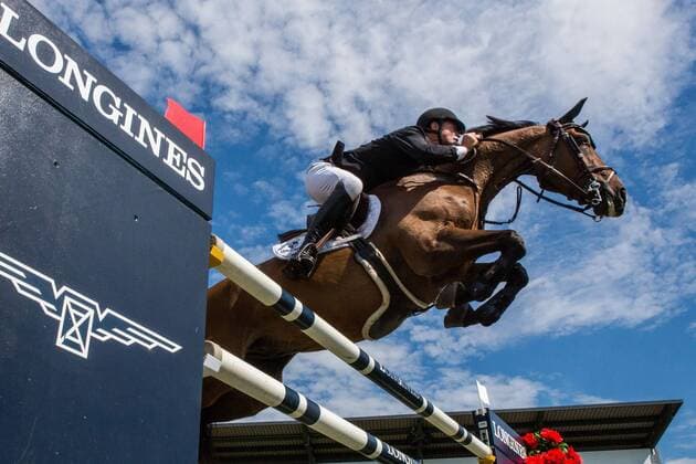 Sport Themen der Woche KW28 Sport Bilder des Tages Springreiten, Falsterbo Horse Show 180713 Bruce Goddin, pa Backatorps Danny V, tävlar i Longines Falsterbo Grand Prix under Falsterbo Horse Show dag 7 den 13 juli 2018 i Falsterbo. *** 180713 Bruce Goddin pa Backatorps Danny V competes in the Longines Falsterbo Grand Prix during Falsterbo Horse Show Day 7, July 13, 2018 in Falsterbo  Copyright: MATHILDAxAHLBERG BB180713MA113