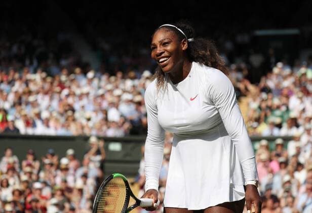 America s Serena Williams reacts in her match against Germany s Angelique Kerber in the Women s Final of the 2018 Wimbledon championships, London on July 14, 2018. Kerber defeated Williams 6-3, 6-3.  LON2018071445 HUGOxPHILPOTT