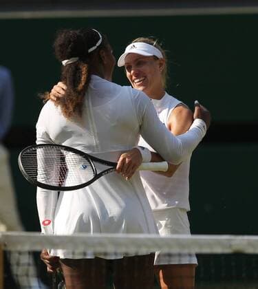July 14, 2018 - London, England - LONDON, ENGLAND - JULY 14: Angelique Kerber of Germany embraces Serena Williams of the United States after beating her in the ladies final at the All England Lawn Tennis and Croquet Club on July 14, 2018 in London, England...People: Angelique Kerber, Serena Williams Wimbledon Day Twelve: The Championships - Womans Final - ZUMAs214 20180714_zda_s214_026 Copyright: xSMGx
