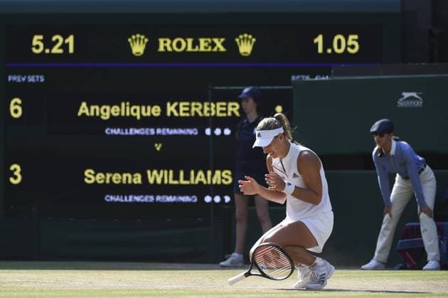(180715) -- LONDON, July 15, 2018 -- Angelique Kerber of Germany celebrates after winning the final of the Ladies Singles against Serena Williams of the United States at the Wimbledon Championships 2018 in London, Britain, on July 14, 2018. Angelique Kerber won 2-0 to claim the title. ) (SP)BRITAIN-LONDON-TENNIS-WIMBLEDON CHAMPIONSHIPS 2018-DAY 12 StephenxChung 