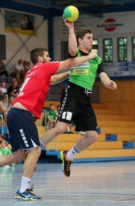 BAU 14 07 2018 Ditzingen Handball SG BBM Bietigheim vs TSF Ditzingen v Jonathan Fischer BBM Alexander Nicolai Ditzingen