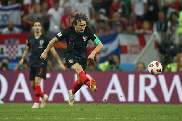 Croatia v England 2018 FIFA World Cup WM Weltmeisterschaft Fussball Luka Modric of Croatia in action during the 2018 FIFA World Cup Semi Final match at Luzhniki Stadium, Moscow Content Not Available For UK Newspapers Copyright: xPaulxChestertonx FIL-12009-0833