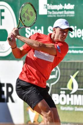 GER 1 Tennis Point Bundesliga Men Badwerk Gladbacher HTC vs fläsh TC Weinheim 1902 1 15 07 2018 Badwerk Gladbacher HTC GER 1 TP BL Badwerk Gladbacher HTC vs fläsh TC Weinheim 1902 1 pictured Fucsovics Marton HUN on the backhand nph Mauelshagen nph00321