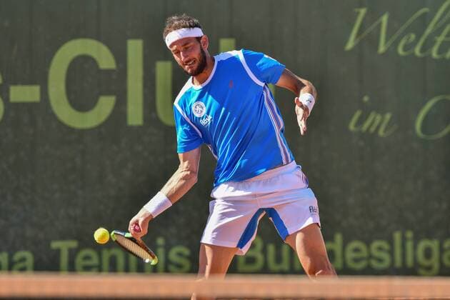 GER 1 Tennis Point Bundesliga Men Badwerk Gladbacher HTC vs fläsh TC Weinheim 1902 1 15 07 2018 Badwerk Gladbacher HTC GER 1 TP BL Badwerk Gladbacher HTC vs fläsh TC Weinheim 1902 1 in the picture Vanni Luca ITA at the forehand shot nph Mauelshagen nph00321