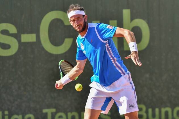 GER 1 Tennis Point Bundesliga Men Badwerk Gladbacher HTC vs fläsh TC Weinheim 1902 1 15 07 2018 Badwerk Gladbacher HTC GER 1 TP BL Badwerk Gladbacher HTC vs fläsh TC Weinheim 1902 1 in the picture Vanni Luca ITA at the forehand shot nph Mauelshagen nph00321