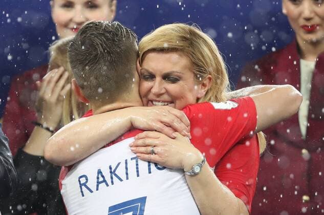 Football World Cup 2018 winners 15.07.2018. Moscow, Russia - Football World Cup 2018 , Finals, Croatia - France.Kolinda Grabar-Kitarovic, Ivan Rakitic.  IgorxKralj PIXSELL