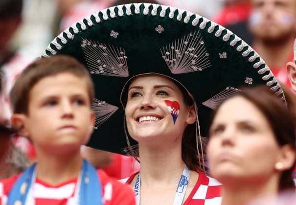 Female Croatian fan Croatia fan Girl Woman Cute Sexy with sombrero Sport Football Soccer FIFA World Cup Russia Russia 2018 Final Season 2017 2018 15 07 2018 France FRA vs Croatia CRO