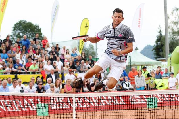 Sport Bilder des Tages TENNIS - Club Challenge, Thiem vs Tsitsipas WOERSCHACH,AUSTRIA,16.JUL.18 - TENNIS - Adidas Club Challenge, Dominic Thiem vs Stefano Tsitsipas. Image shows Dominic Thiem (AUT). GEPAxpictures xChristianxWalgram