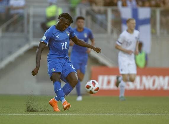 Moise Kean 20, ITA during the UEFA European Under 19 Championship 2018 Finland - Italy at the Hietalahti Stadium 16. July 2018, in Vaasa, Finland.  Copyright: xKallexParkkinenx NP24_00303206