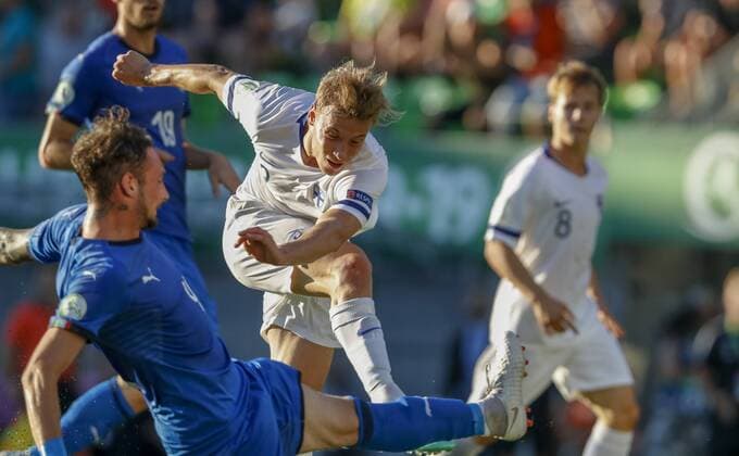 Eetu Vartiainen 9, FIN during the UEFA European Under 19 Championship 2018 Finland - Italy at the Hietalahti Stadium 16. July 2018, in Vaasa, Finland.  Copyright: xKallexParkkinenx NP24_00303178
