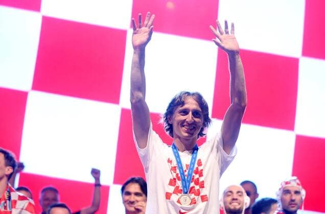 Ceremonial reception for Vatreni at Ban Josip Jelacic Square 16.07.2018., Croatia, Zagreb - Ceremonial reception for Vatreni at Ban Josip Jelacic Square. Croatian national football team won second place at the 2018 World Cup in Russia. Luka Modric  GoranxStanzl PIXSELL