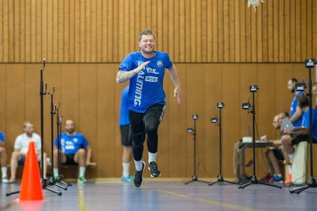 Arnor Thor Gunnarsson 11 Bergischer HC in the sprint test performance diagnostics Bergischer HC Day 2 Handball DKB Handball Bundesliga 17 07 18 Solingen NRW Germany Sporthalle Heiligenstock Copyright: xdnet_cdnx