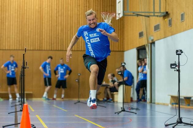 Max Darj 5 Bergischer HC in the sprint test performance diagnostics Bergischer HC Day 2 Handball DKB Handball Bundesliga 17 07 18 Solingen NRW Germany Sporthalle Heiligenstock Copyright: xdnet_cdnx
