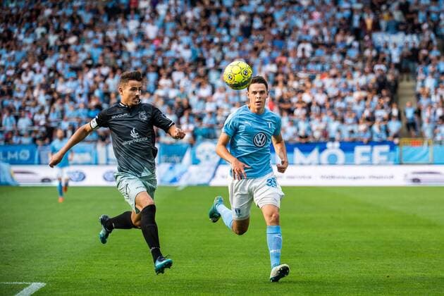180717 Ardian Limani or Drita and Samuel Adrian of Malmö FF in action during the UEFA Champions League qualifying match between Malmö FF and Drita on July 17, 2018 in Malmö Photo Ludvig Thunman BILDBYRAN Code LT 35506  Copyright: LUDVIGxTHUNMAN BB180717LT016