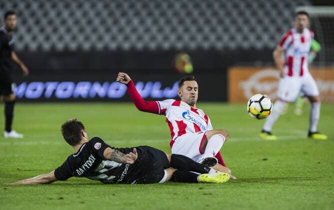 17th July 2018, Rajko Mitic Stadium, Belgrade, Serbia; UEFA Champions League Qualification, first qualifying round, 2nd leg, Red Star Belgrade versus Spartaks Jurmala;  ActionPlus12048459 NikolaxKrstic
