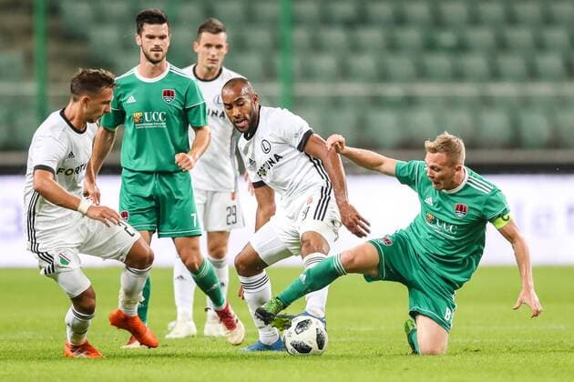 17.07.2018 WARSZAWA, LAZIENKOWSKA PILKA NOZNA (FOOTBALL), 1 RUNDA KWALIFIKACYJNA DO LIGI MISTRZOW UEFA (1ST QUALIFICATION ROUND UEFA CHAMPIONS LEAGUE) MECZ (GAME ) LEGIA WARSZAWA - CORK CITY NZ DOMINIK NAGY, JOSE KANTE, CONOR MCCORMACK FOTO LUKASZ GROCHALA CYFRASPORT NEWSPIX.PL --- Newspix.pl  20180717CSLG0030