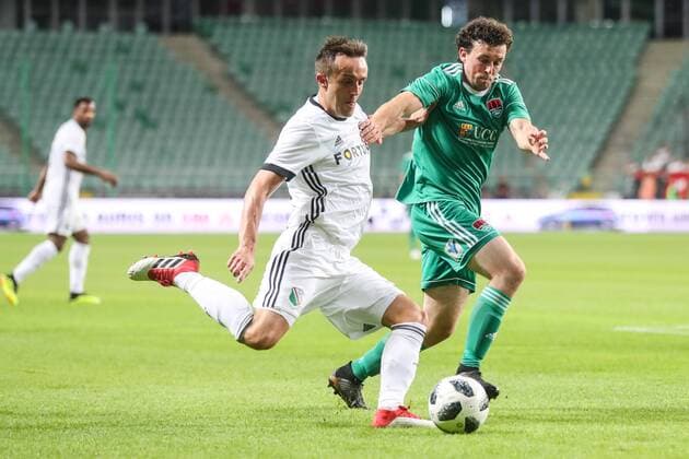 17.07.2018 WARSZAWA, LAZIENKOWSKA PILKA NOZNA (FOOTBALL), 1 RUNDA KWALIFIKACYJNA DO LIGI MISTRZOW UEFA (1ST QUALIFICATION ROUND UEFA CHAMPIONS LEAGUE) MECZ (GAME ) LEGIA WARSZAWA - CORK CITY NZ MIROSLAV RADOVIC, BARRY MCNAMEE FOTO LUKASZ GROCHALA CYFRASPORT NEWSPIX.PL --- Newspix.pl  20180717CSLG0054