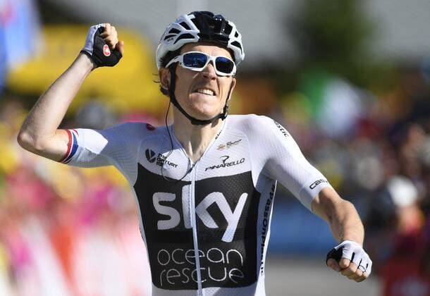 Sport Bilder des Tages LA ROSIERE ESPACE SAN BERNARDO, FRANCE - JULY 18 : THOMAS Geraint (GBR) of Team SKY during stage 11 of the 105th edition of the 2018 Tour de France cycling race, a stage of 108.5 kms between Albertville and La Rosiere Espace San Bernardo on July 18, 2018 in La Rosiere Espace San Bernardo, France, 18 07 2018 CYCLISME : Tour de France - Etape 11 - Albertville La Rosiere - 18 07 2018 PhotoNews Panoramic 