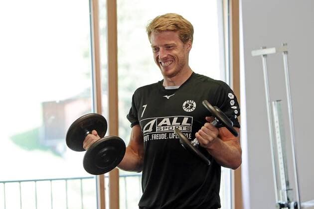 18 07 2018 xovx Handball HBL HSG Wetzlar Training camp in Kappl emspor Work in the gym Olle Forsell Schefvert HSG Wetzlar Kappl
