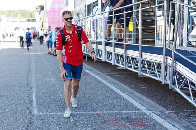 Sebastian Vettel Scuderia Ferrari in a good mood in the paddock Grand Prix of Germany 2018 Motorsport Formula 1 19 07 2018 German Grand Prix 2018 Motorsport Formula 1 19 07 2018 Hockenheim Copyright: xEIBNER AlexanderxNeisx EP_ANS