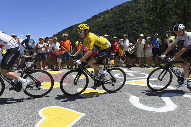 ALPE D HUEZ, FRANCE - JULY 19 : THOMAS Geraint (GBR) of Team SKY, FROOME Chris (GBR) of Team SKY during stage 12 of the 105th edition of the 2018 Tour de France cycling race, a stage of 175.5 kms between Bourg-Saint-Maurice Les Arcs and Alpe D huez on July 19, 2018 in Alpe D huez, France, 19 07 2018 CYCLISME : Tour de France - Etape 12 - Bourg Saint Maurice Alpe D Huez - 19 07 2018 PhotoNews Panoramic 