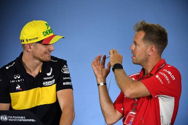 Nico HUELKENBERG HÜLKENBERG GER Renault Sport F1 Team Sebastian VETTEL GER Scuderia Ferrari Press Conference Formula 1 GP of GermanyGermany Hockenheimring Season 2018 on 19 07 2018