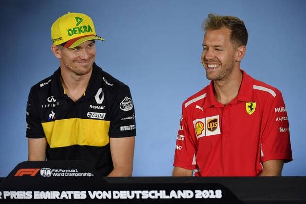 Nico HUELKENBERG HÜLKENBERG GER Renault Sport F1 Team Sebastian VETTEL GER Scuderia Ferrari Press Conference Formula 1 GP of GermanyGermany Hockenheimring Season 2018 on 19 07 2018